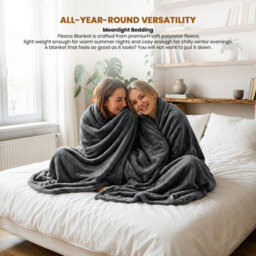 Moonlight Bedding Fleece Blanket Soft Throw Lightweight All Season Sofa, Bed & Travel Blanket Super King (Black, 230X270Cm) - thumbnail 3