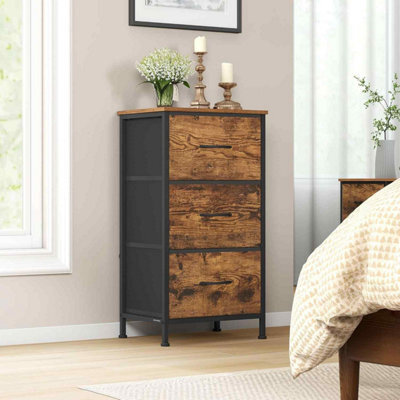 Compact Fabric Chest Of Drawers, 3-Drawer Storage Unit For Bedroom, Hallway, Closet And Living Room, Rustic Brown And Ink Black - image 1