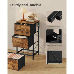 Compact Fabric Chest Of Drawers, 3-Drawer Storage Unit For Bedroom, Hallway, Closet And Living Room, Rustic Brown And Ink Black - thumbnail 5