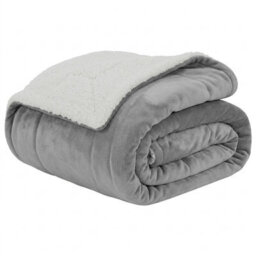 Moonlight Bedding Sherpa Fleece Throw Blanket Silver Single Soft Thick & Fluffy Reversible Throw For Sofa, Bed & Travel Blanket - thumbnail 1