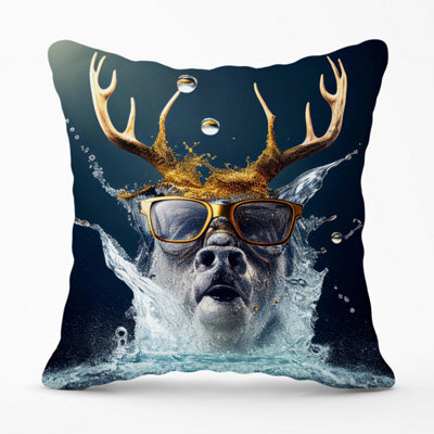 Warren Reed Designer Stag Splashart Outdoor Cushion 45Cm X 45Cm - image 1