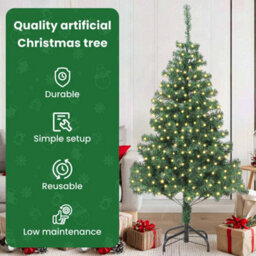 Vidaxl Christmas Tree With 300 Leds With Stand Green 180 Cm Pvc - thumbnail 7