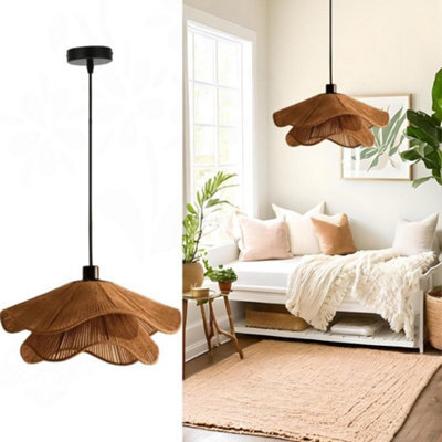 Amorly 30Cm 3-Color Dimmable Rattan Pendant Light, Bohemian Hanging Ceiling Light Fixture For Living Room, Bedroom, Dining Room, Hallway - image 1