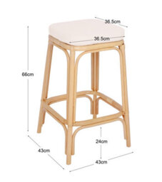 Nordlys Set Of 2 Natural Rattan Beige Bar Stools Exotic Boho Dining Room - thumbnail 6
