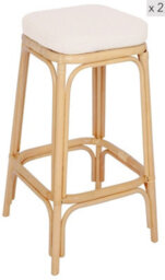 Nordlys Set Of 2 Natural Rattan Beige Bar Stools Exotic Boho Dining Room - thumbnail 2