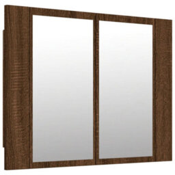 Berkfield Led Mirror Cabinet Brown Oak 60X12X45 Cm Engineered Wood - thumbnail 2