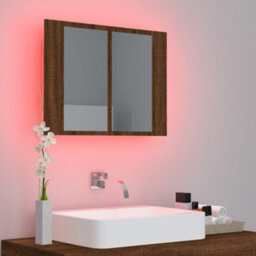 Berkfield Led Mirror Cabinet Brown Oak 60X12X45 Cm Engineered Wood - thumbnail 4
