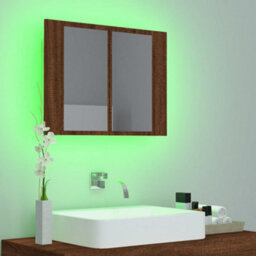Berkfield Led Mirror Cabinet Brown Oak 60X12X45 Cm Engineered Wood - thumbnail 5