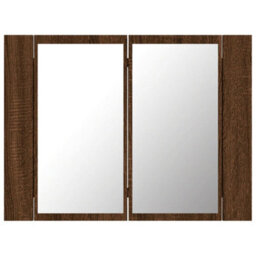 Berkfield Led Mirror Cabinet Brown Oak 60X12X45 Cm Engineered Wood - thumbnail 8