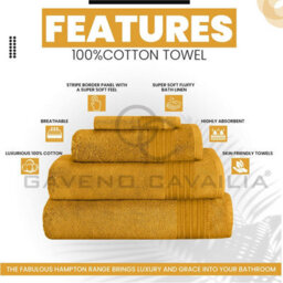 Gc Gaveno Cavailia Hampton Royal 4 Pack Hand Towel 50X80 Ochre Egyptian Cotton Premier Super Absorbent Towel - thumbnail 2