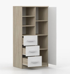 Arte Minimalist Oak Sonoma And White Sideboard H1600mm W800mm D400mm - White Handles For Clean Interiors - thumbnail 3