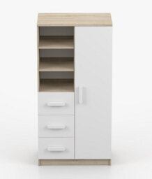 Arte Minimalist Oak Sonoma And White Sideboard H1600mm W800mm D400mm - White Handles For Clean Interiors - thumbnail 2