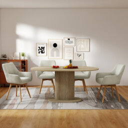 Longtoo Set Of 2 Swivel Dining Chairs , Swivel Upholstered Chairs With Armrests And Wooden Legs, Beige - thumbnail 6