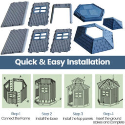 Costway Barn-Shaped Pet Kennel For Small Medium Dogs Outdoor Dog House W/ 2 Windows - thumbnail 5