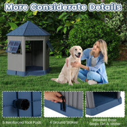 Costway Barn-Shaped Pet Kennel For Small Medium Dogs Outdoor Dog House W/ 2 Windows - thumbnail 7