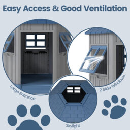 Costway Barn-Shaped Pet Kennel For Small Medium Dogs Outdoor Dog House W/ 2 Windows - thumbnail 6