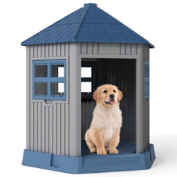 Costway Barn-Shaped Pet Kennel For Small Medium Dogs Outdoor Dog House W/ 2 Windows - thumbnail 1