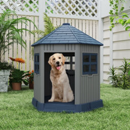 Costway Barn-Shaped Pet Kennel For Small Medium Dogs Outdoor Dog House W/ 2 Windows - thumbnail 8