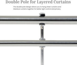 Lister Cartwright Double Curtain Extendable Pole Set With Polished Steel Ball Finials- 19mm & 28mm Metal Poles(120- 220 Cm) - thumbnail 4