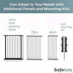 Safetots Premium Extra Tall Room Divider, Up To 174Cm Wide, Black, 105Cm Tall, Multi Panel Barrier For Baby And Toddler - thumbnail 3