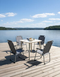Beliani Set Of 4 Garden Chairs Galatsi Folding Metal Grey - thumbnail 2