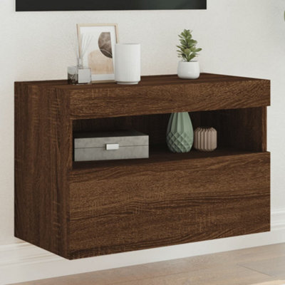 Walplus Tv Wall Cabinet With Led Lights Brown Oak 60X30X40 Cm - image 1