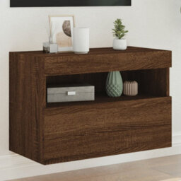 Walplus Tv Wall Cabinet With Led Lights Brown Oak 60X30X40 Cm - thumbnail 1