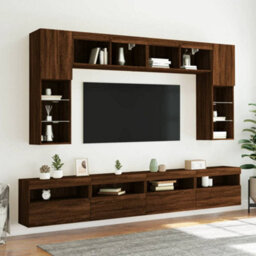 Walplus Tv Wall Cabinet With Led Lights Brown Oak 60X30X40 Cm - thumbnail 6