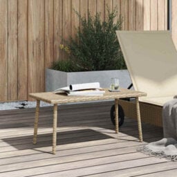 Walplus Garden Coffee Table Rectangular Beige 80X40X37 Cm Poly Rattan - thumbnail 3