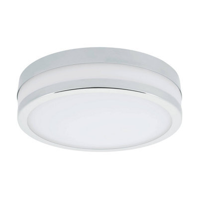Eglo Palermo Chrome And White Metal And Glass Ip44 Integrated Led Bathroom Ceiling Flush Light, (D) 22.5Cm - image 1