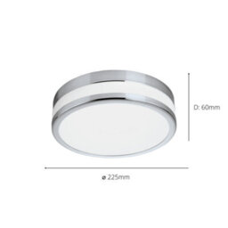 Eglo Palermo Chrome And White Metal And Glass Ip44 Integrated Led Bathroom Ceiling Flush Light, (D) 22.5Cm - thumbnail 3