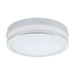 Eglo Palermo Chrome And White Metal And Glass Ip44 Integrated Led Bathroom Ceiling Flush Light, (D) 22.5Cm