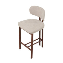 Living And Home Set Of 2 Beige Chenille Upholstered Bar Stools With Metal Legs & Footrest - thumbnail 3