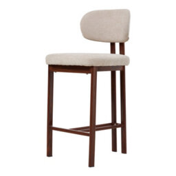 Living And Home Set Of 2 Beige Chenille Upholstered Bar Stools With Metal Legs & Footrest - thumbnail 2