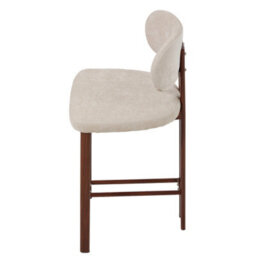 Living And Home Set Of 2 Beige Chenille Upholstered Bar Stools With Metal Legs & Footrest - thumbnail 5