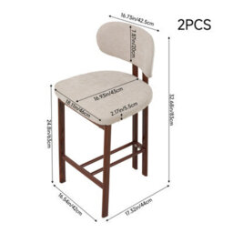 Living And Home Set Of 2 Beige Chenille Upholstered Bar Stools With Metal Legs & Footrest - thumbnail 6
