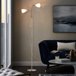 Living And Home 180Cm E14 Base Bronze Metal Double Headed Floor Lamp Floor Light With Individual Switch For Bedroom Living Room