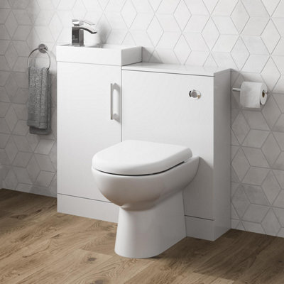 Affine Modern Bathroom Toilet & Basin Sink Vanity Unit Furniture 900mm Gloss White - image 1