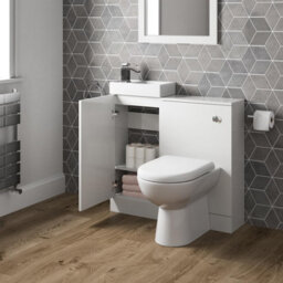 Affine Modern Bathroom Toilet & Basin Sink Vanity Unit Furniture 900mm Gloss White - thumbnail 2