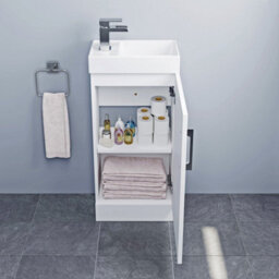 Affine Modern Bathroom Toilet & Basin Sink Vanity Unit Furniture 900mm Gloss White - thumbnail 5