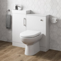 Affine Modern Bathroom Toilet & Basin Sink Vanity Unit Furniture 900mm Gloss White - thumbnail 1