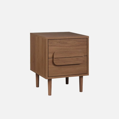 Sweeek - Vintage Walnut Wood Effect Bedside Table With 2 Drawers Juliana 40X40X50 Cm - image 1