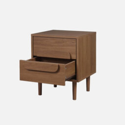 Sweeek - Vintage Walnut Wood Effect Bedside Table With 2 Drawers Juliana 40X40X50 Cm - thumbnail 3