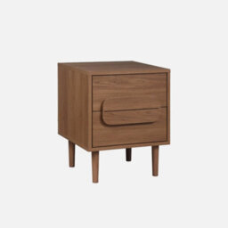 Sweeek - Vintage Walnut Wood Effect Bedside Table With 2 Drawers Juliana 40X40X50 Cm - thumbnail 1