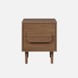 Sweeek - Vintage Walnut Wood Effect Bedside Table With 2 Drawers Juliana 40X40X50 Cm - thumbnail 2