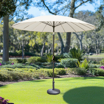 Rinse Bathrooms Cream Garden Parasol Umbrella With Glass Fibre Ribs Tilting Sun Shade Shelter Canopy 2.7M - image 1