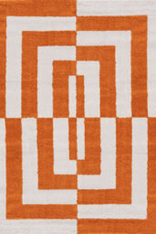 The Rugs Joli Orange And White Geometric Rug Soft Dense Pile Easy To Clean And Pet Friendly For Living Rooms And Bedrooms - thumbnail 2