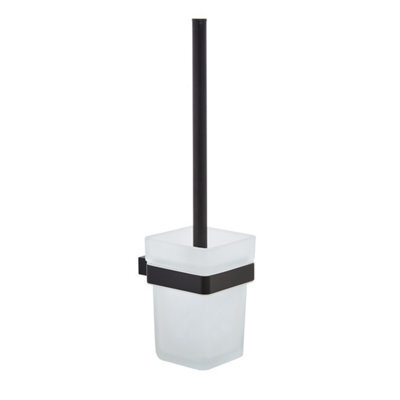 Bubly Bathrooms Matt Black Toilet Brush Set - Wall Mounted Modern Design - image 1