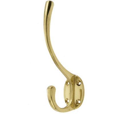 Loops Elegant Solid Brass Hat And Coat Hook - 142mm Polished Finish - Wall Mounted Clothing Hook - image 1