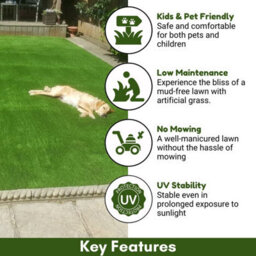 "Shamrock 40mm Outdoor Artificial Grass,premium Outdoor Artificial Grass,petfriendly Artificial Grass-4M(13'1"") X 4M(13'1"")-16M²" - thumbnail 2
